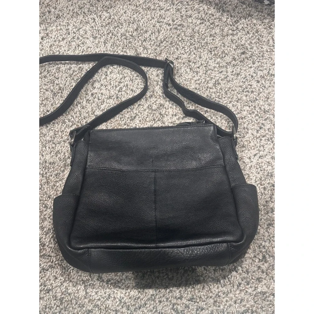 Great American Leather Works Black Pebbled Leather Crossbody Organizer Bag